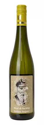 Weißwein mit Etikett "Hool di fuchtig" (7,87 EUR/Liter), Riesling