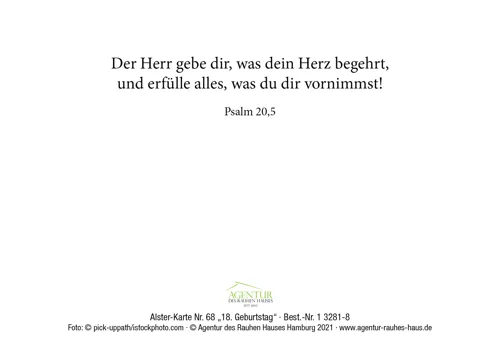 Alster-Karte Nr. 68: 18. Geburtstag mit Texteindruck