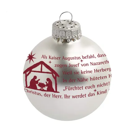 Christbaumkugel - Silber "Weihnachtsgeschichte"