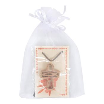 Preview: Halskette mit Kreuz/Fisch aus Olivenholz