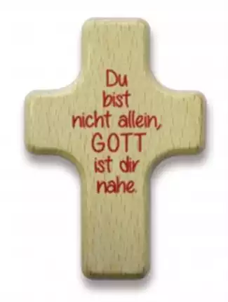 Handschmeichler "Kreuz" mit Text:  Du bist nicht allein ...