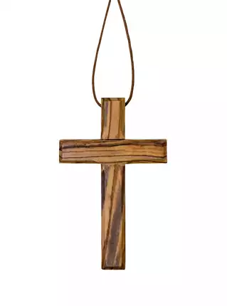 Kreuz aus Olivenholz mit Band