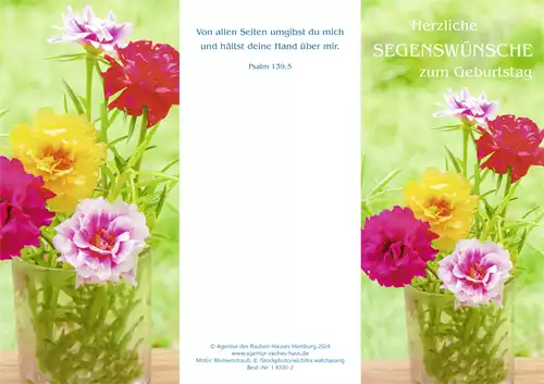 PC-Karte Herzliche Segenswünsche zum Geburtstag (10 St.) Motiv: Blumenstrauß