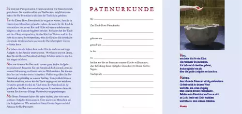 Patenbrief Motiv Taufbecken (10 St.)