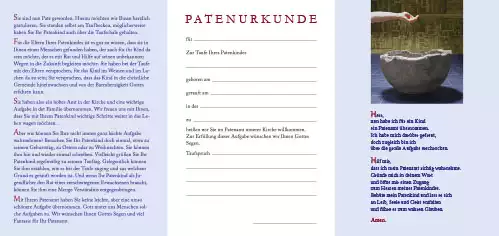 Patenbrief Motiv Taufbecken (10 St.)