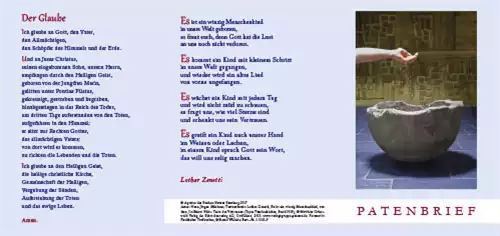Patenbrief Motiv Taufbecken (10 St.)