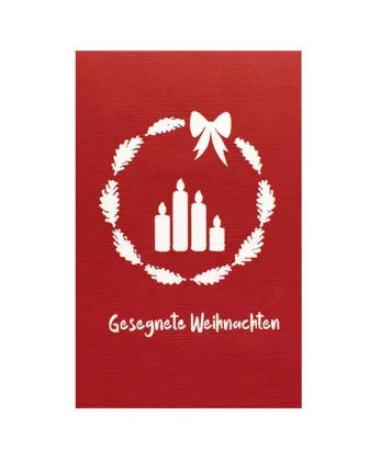 Pop-Up-Karte rot "Adventskranz"