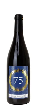 Rotwein mit Etikett 75. Geburtstag (10,00 EUR/Liter)