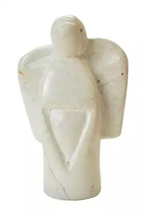 Speckstein Engel weiß Handschmeichler