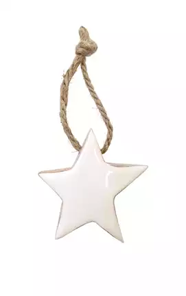 Stern aus Mangoholz mit Jute.Anhänger