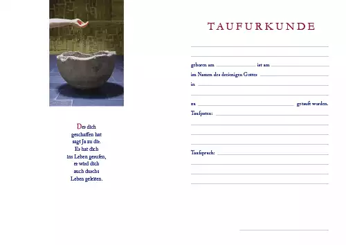Taufurkunde für Kinder (10 St.) Motiv Taufbecken