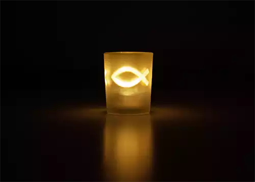 Teelicht-Glas "Ichthys"