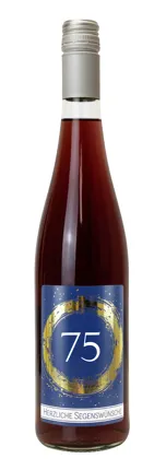 Traubensaft rot Bio mit Etikett 75. Geburtstag (6,67 EUR/Liter)