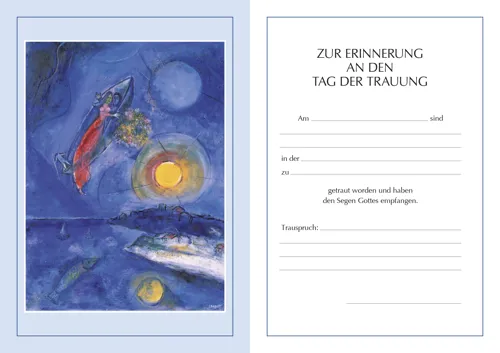 Trauschein Chagall, Liebespaar (10 St.) Motiv "Liebespaar in der Barke"