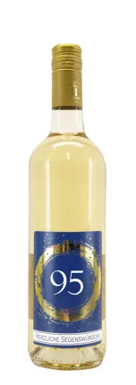Weißwein mit Etikett 95. Geburtstag (10,00 EUR/Liter), Grauer Burgunder