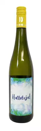 Weißwein mit Etikett "Halleluja" (7,87 EUR/Liter), Riesling