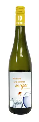 Weißwein mit Etikett Jahreslosung 2025 (10,00 EUR/Liter)