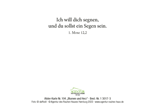 Preview: Alster-Karte Nr. 104 Blumen und Herz mit Texteindruck