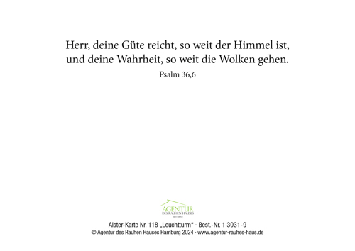 Preview: Alster-Karte Nr. 118: Leuchtturm mit Texteindruck