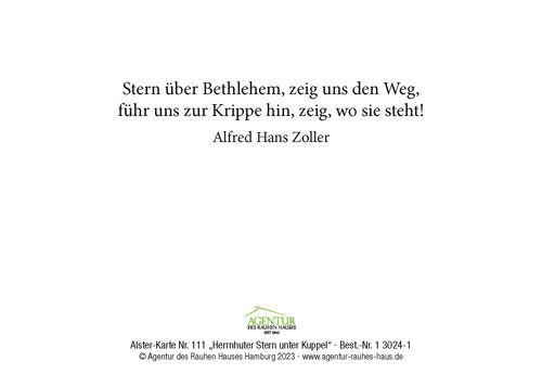 Preview: Alster-Karte Nr.111 Herrnhuter Stern unter Kuppel