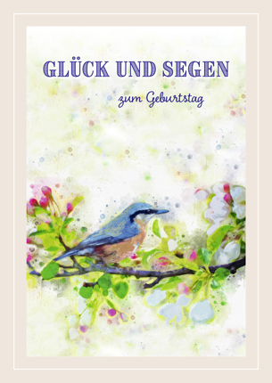 Preview: Faltkarte Glück und Segen zum Geburtstag (10 St.)