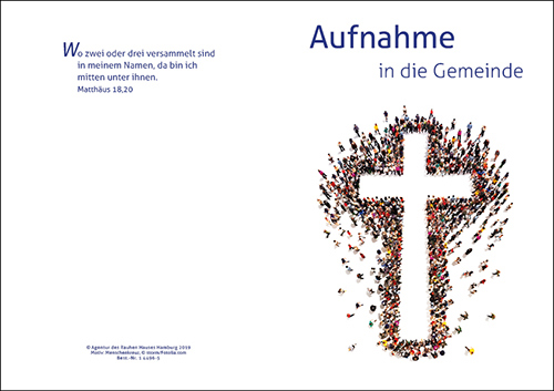 Preview: Faltschein Aufnahme i.d. Gemeinde (10St) Motiv Menschenkreuz