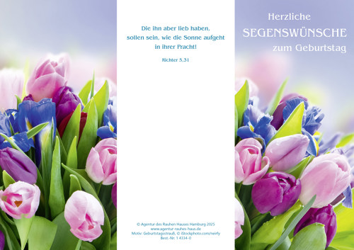 Preview: PC-Karte Herzl. Segensw. z. Geb.(10 St.) Motiv: Geburtstagsstrauß