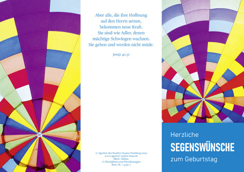 Preview: PC-Karte Herzliche Segenswünsche zum Geburtstag (10 St.), Motiv: Ballon