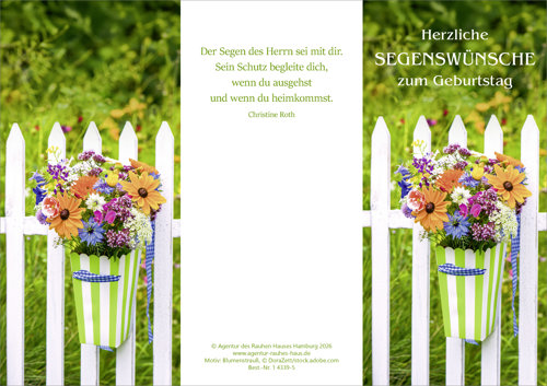 Preview: PC-Karte Herzliche Segenswünsche zum Geburtstag (10 St.) Motiv: Blumenstrauß
