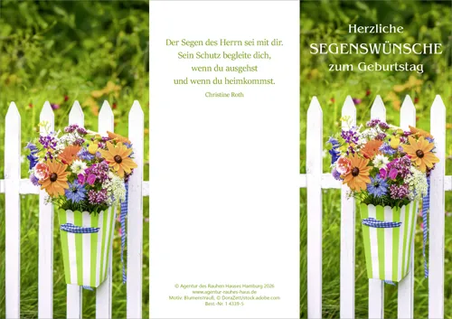 PC-Karte Herzliche Segenswünsche zum Geburtstag (10 St.) Motiv: Blumenstrauß