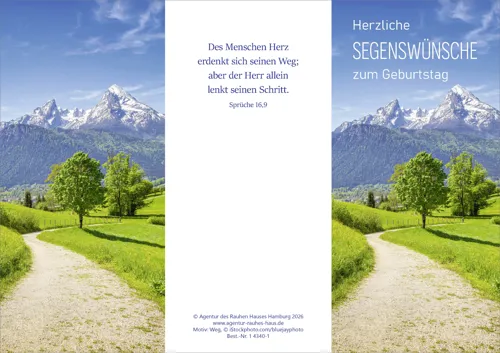 PC-Karte Herzliche Segenswünsche zum Geburtstag (10 St.) Motiv: Weg