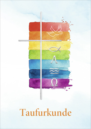 Preview: PC-Taufurkunde für Kinder (10 St.) Motiv Regenbogen