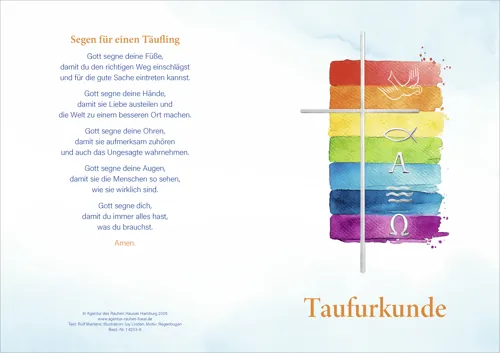 PC-Taufurkunde für Kinder (10 St.) Motiv Regenbogen