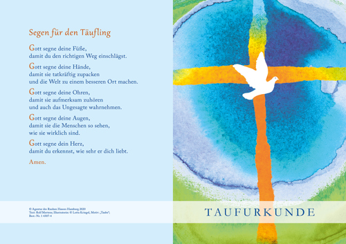 Preview: PC-Taufurkunde für Kinder (10 St.) Motiv Taube