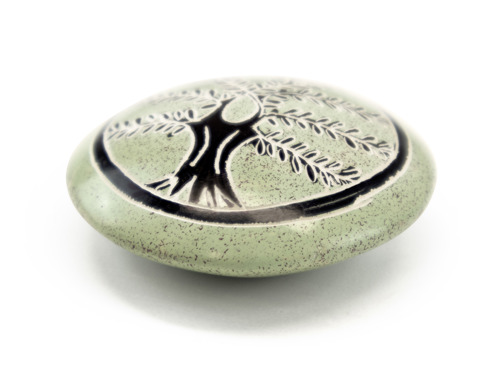 Preview: Speckstein Handschmeichler "Lebensbaum" pastellgrün