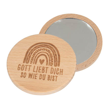 Preview: Taschenspiegel aus Holz "Regenbogen"