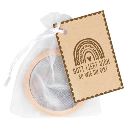 Preview: Taschenspiegel aus Holz "Regenbogen"