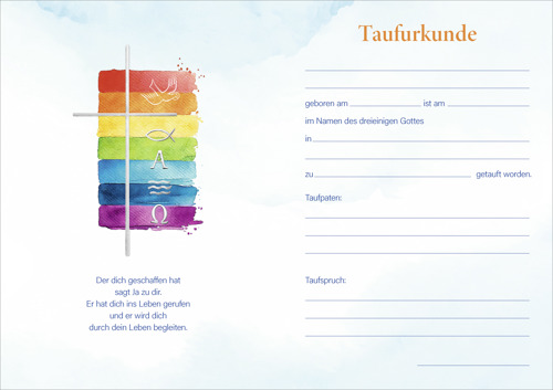 Preview: Taufurkunde für Kinder (10 St.) Motiv Regenbogen