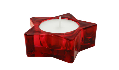 Preview: Teelichthalter Stern rot im Organzabeutel