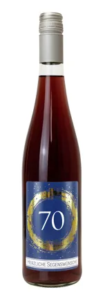Traubensaft rot Bio mit Etikett 70. Geburtstag (9,20 EUR/Liter)