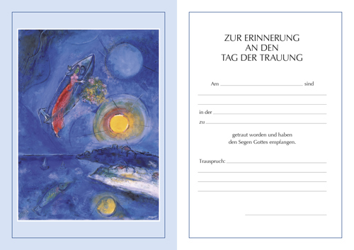 Preview: Trauschein Chagall, Liebespaar (10 St.) Motiv "Liebespaar in der Barke"