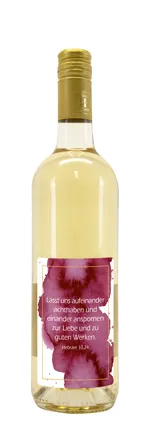 Weißwein mit Etikett "Achtsamkeit" (10,53 EUR/Liter), Grauer Burgunder
