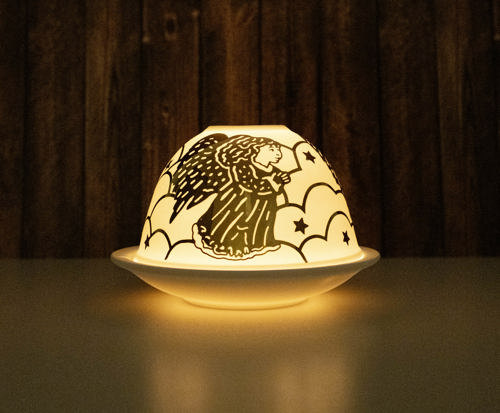 Preview: Windlicht Goldener Engel