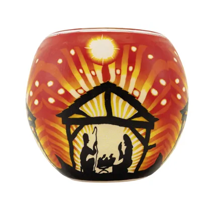 Windlicht mit Krippenmotiv groß