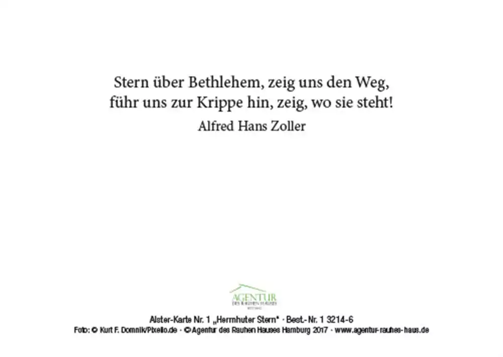 Alster-Karte Nr. 1: Herrnhuter Stern Alster-Karte Nr. 1: Herrnhuter Stern