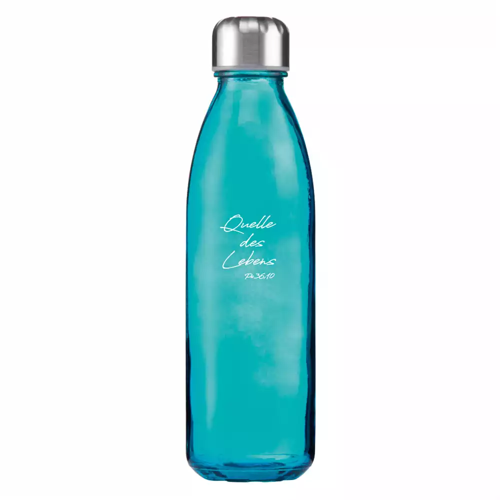 Glas-Trinkflasche "Quelle", blau