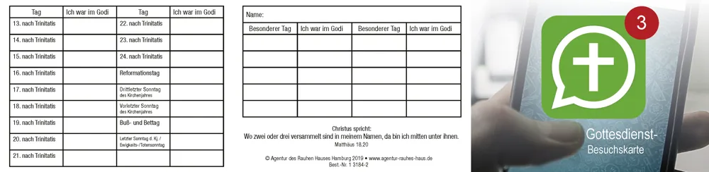 Gottesdienstbesuchskarte für Konfirmanden (10 St.)