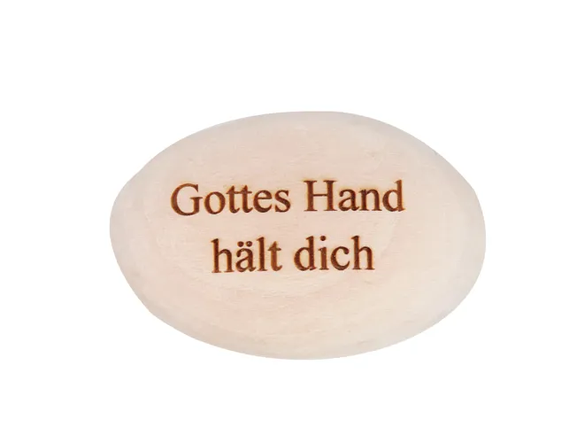 Holzstein Gottes Hand hält dich