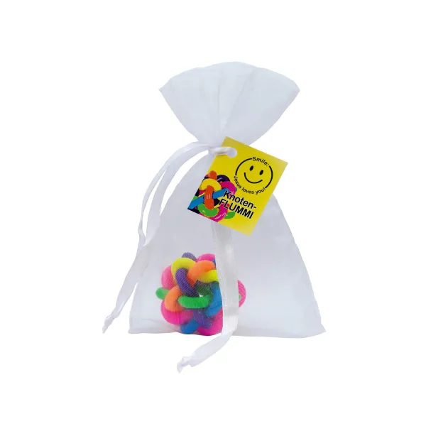 Knoten-Flummi in Regenbogenfarben