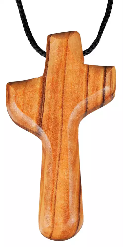 Kreuz aus Olivenholz mit Kordel